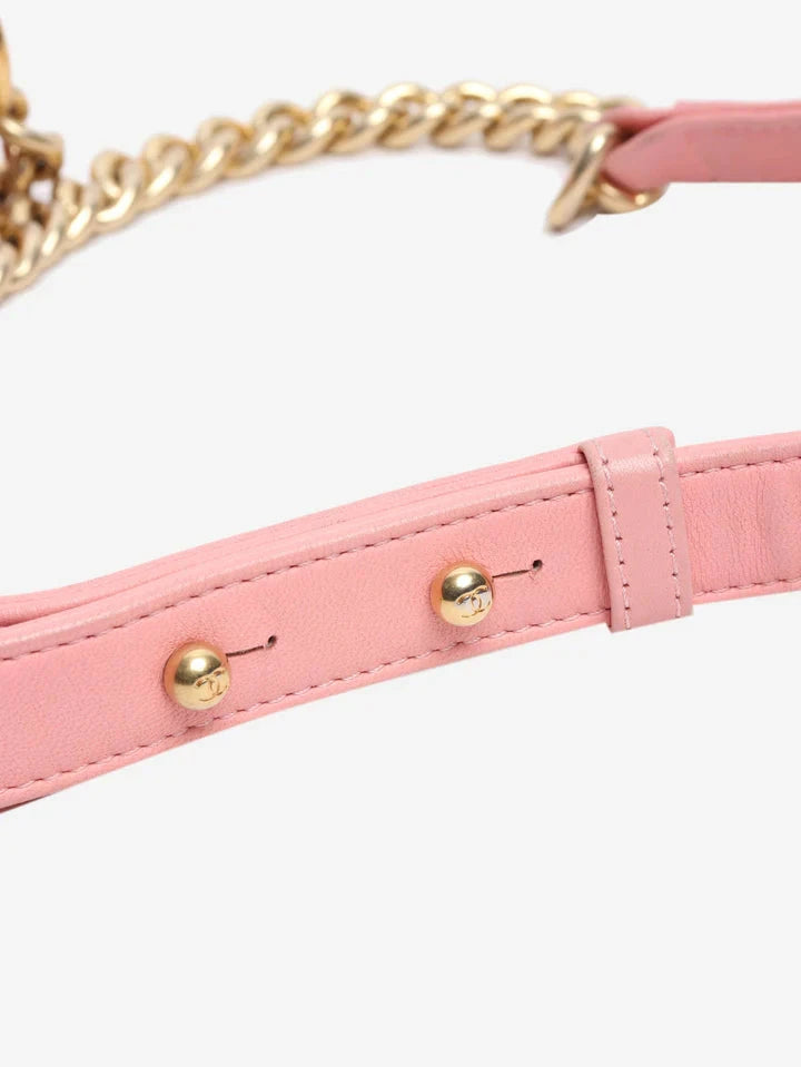 Pink and white 2017 small braided chevron Boy bag Shoulder bags Chanel 