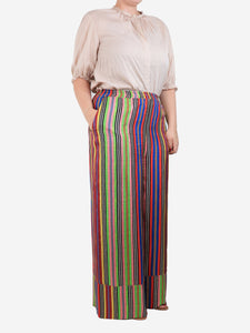 Pierre-Louis Mascia Multicolour silk striped wide-leg trousers - size L