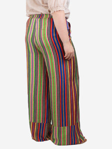 Pierre-Louis Mascia Multicolour silk striped wide-leg trousers - size L