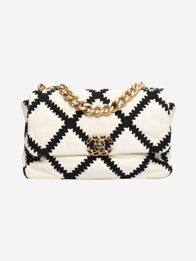 Black and white 2020 crochet quilted lambskin 19 flap shoulder bag Shoulder bags Chanel 