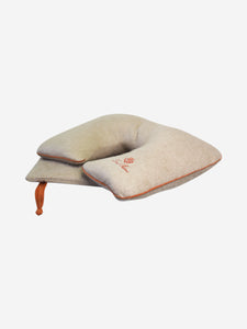 Loro Piana Grey neck pillow with orange trim