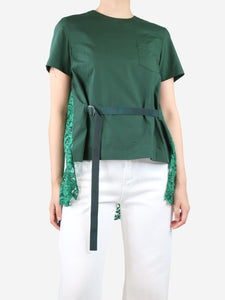 Sacai Green lace-back pleated top - Brand size 2