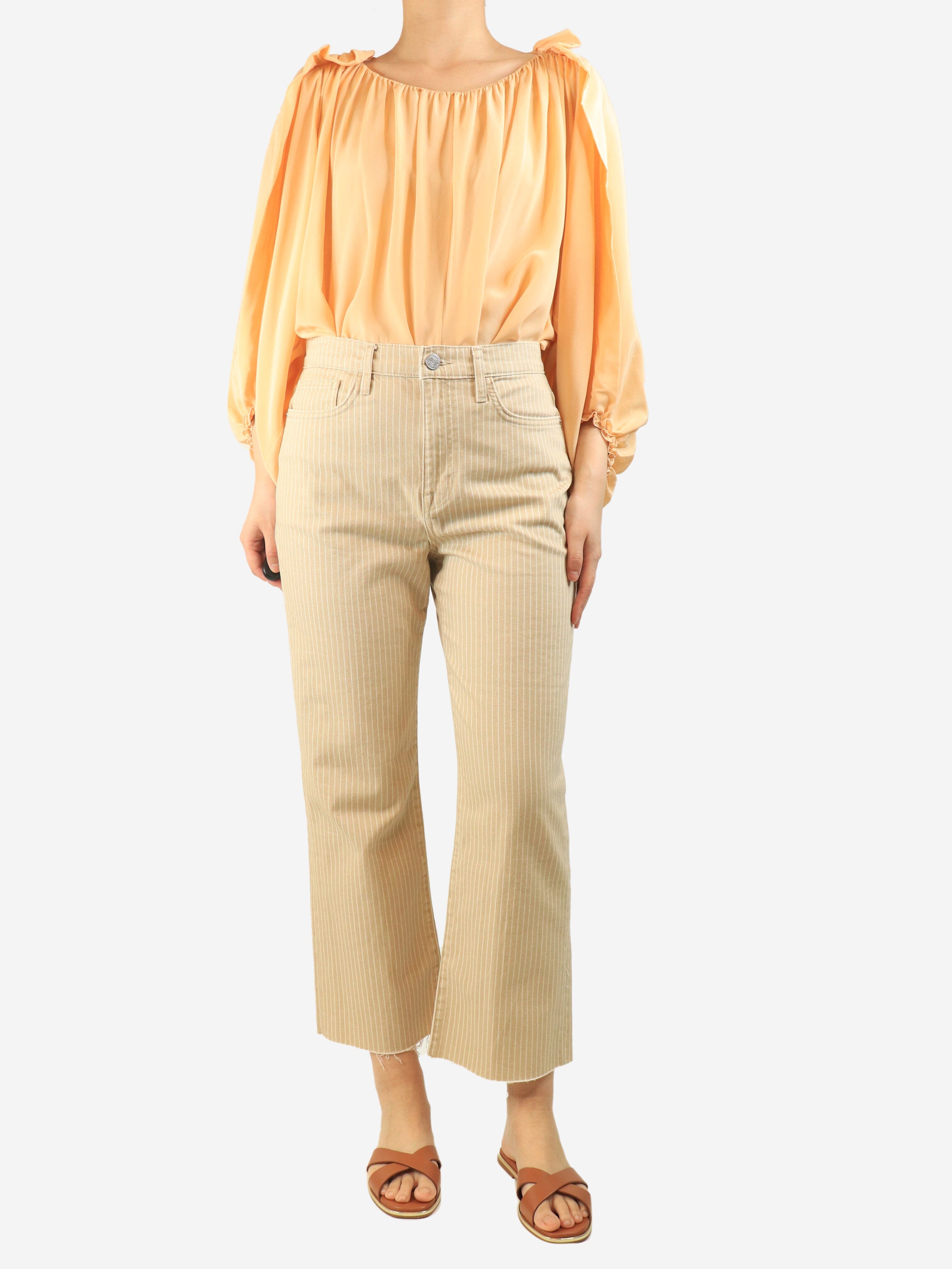 Beige striped denim trousers - size UK 12 Denim Frame 
