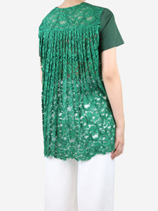 Sacai Green lace-back pleated top - Brand size 2