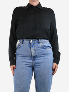 Gucci Black GG Monogram silk shirt - size UK 12