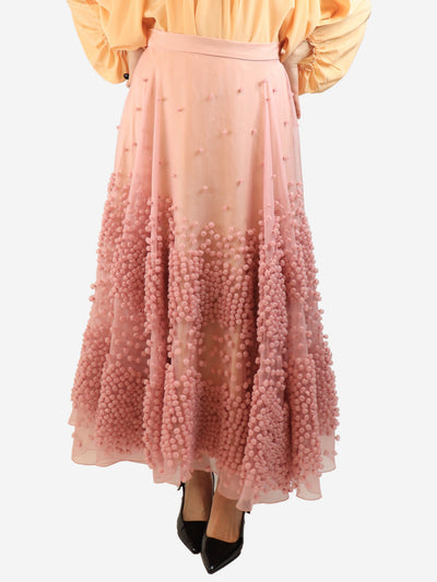 Pink pom-embellished midi skirt - size UK 14 Skirts Roksanda 