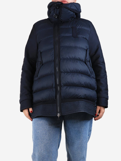 Navy blue hooded puffer coat - size UK 12 Coats & Jackets Moncler 