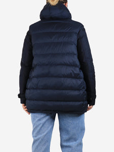 Moncler Navy blue hooded puffer coat - size UK 12