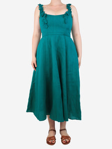 De Castro Teal Monstera midi dress - size L