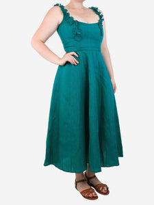 De Castro Teal Monstera midi dress - size L