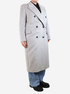 Joseph Ash grey Clichy double-breasted wool coat - size UK 12