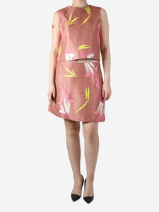 Marni Pink metallic floral top and skirt set - size UK 8/12