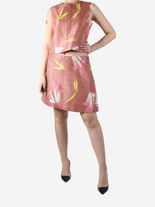 Marni Pink metallic floral top and skirt set - size UK 8/12