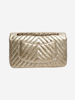 Gold 2018 medium chevron-quilted crumpled lambskin double flap shoulder bag Shoulder bags Chanel 