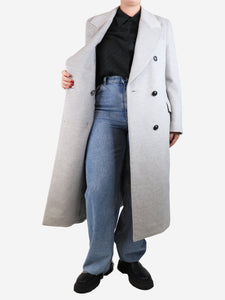 Joseph Ash grey Clichy double-breasted wool coat - size UK 12