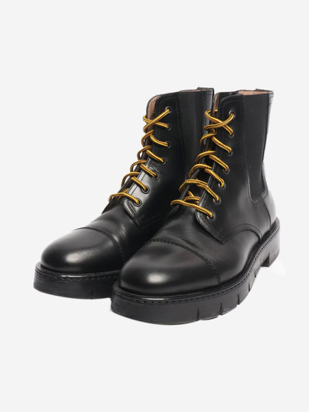 Black leather lace-up ankle boots - size EU 39.5 alternate image