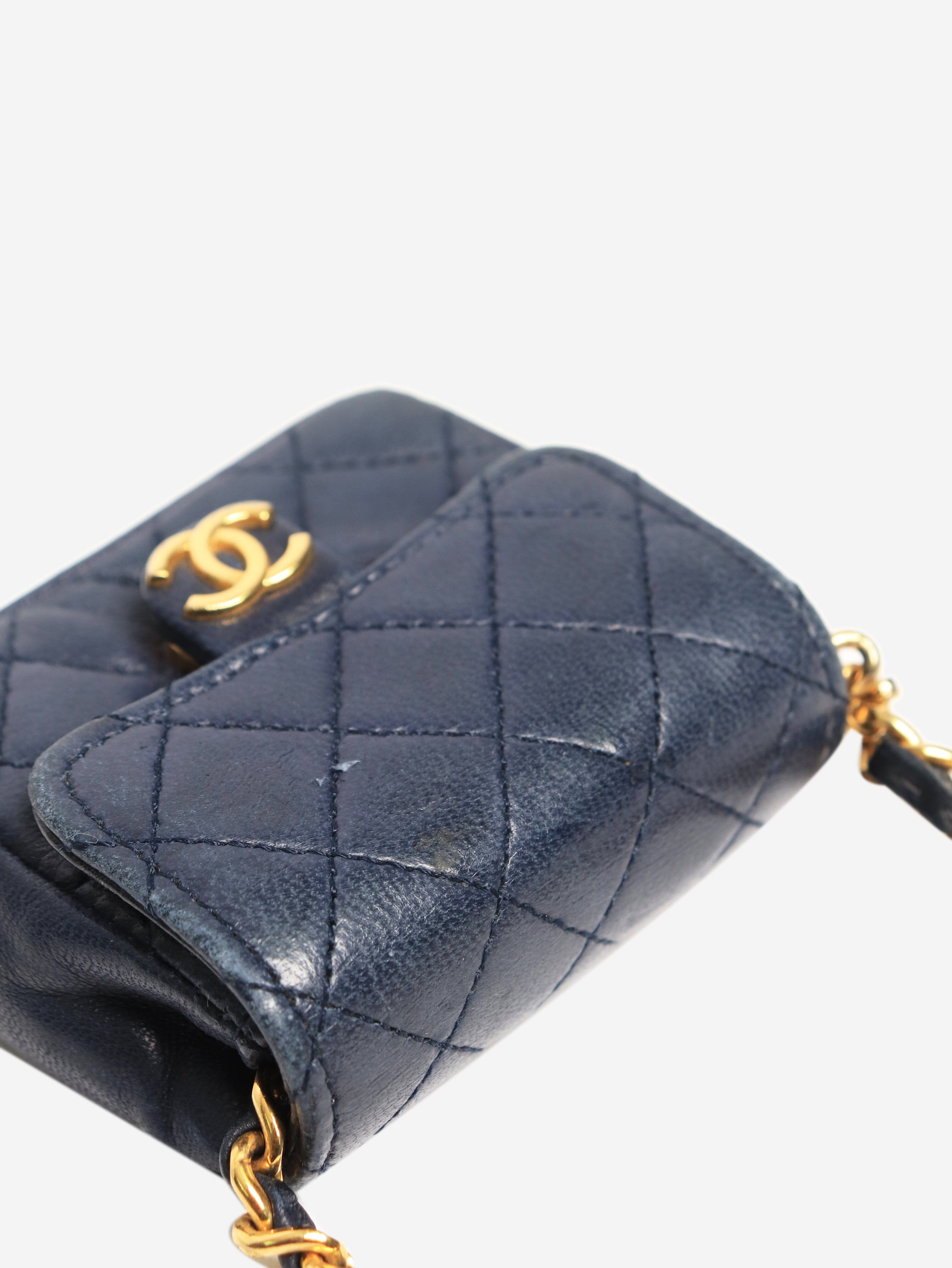 Navy mini flap bag charm Wallets, Purses & Small Leather Goods Chanel 