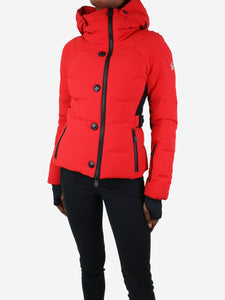 Moncler Red quilted hooded jacket - size UK 8