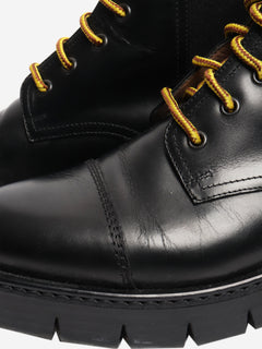 Black leather lace-up ankle boots - size EU 39.5 Boots Salvatore Ferragamo 