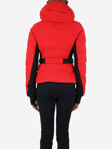 Moncler Red quilted hooded jacket - size UK 8