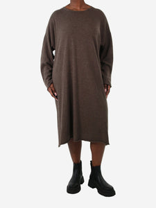Eskandar Brown knitted dress - size UK 12