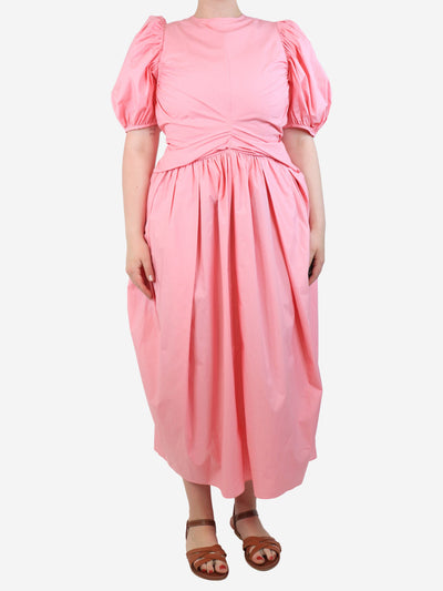 Cecilie Bahnsen Pink Juniper gathered midi dress - size UK 12 Dresses Cecilie Bahnsen 