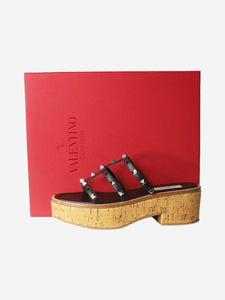Valentino Valentino Black Rockstud cork sandals - size EU 38