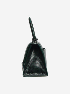 Balenciaga Dark green and black small Hourglass snakeskin bag