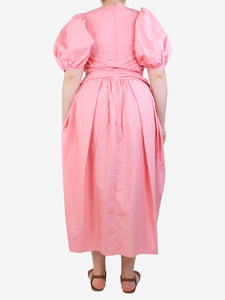 Cecilie Bahnsen Pink Juniper gathered midi dress - size UK 12