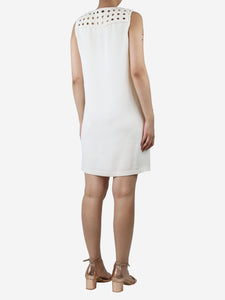 Diane Von Furstenberg Cream sleeveless woven detail midi dress - size UK 12