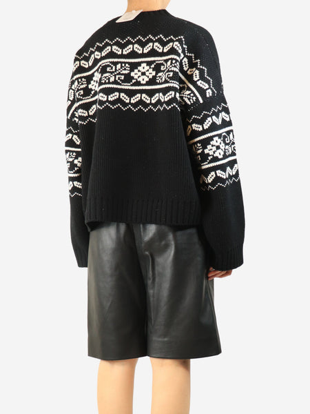 Black and white fair isle sweater - size M alternate image