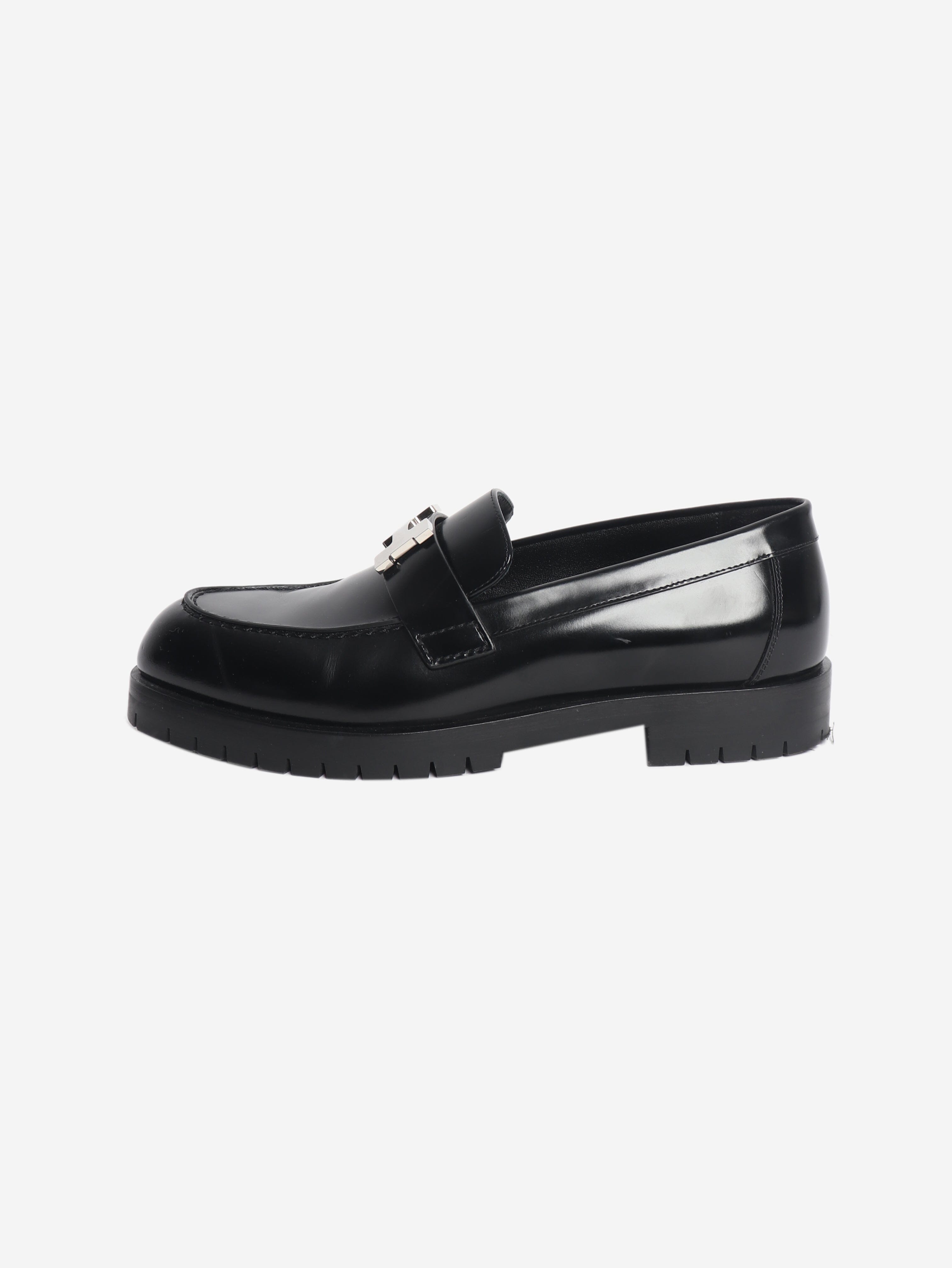 Black Faubourg leather loafers - size EU 36 (UK 3) Flat Shoes Hermes 
