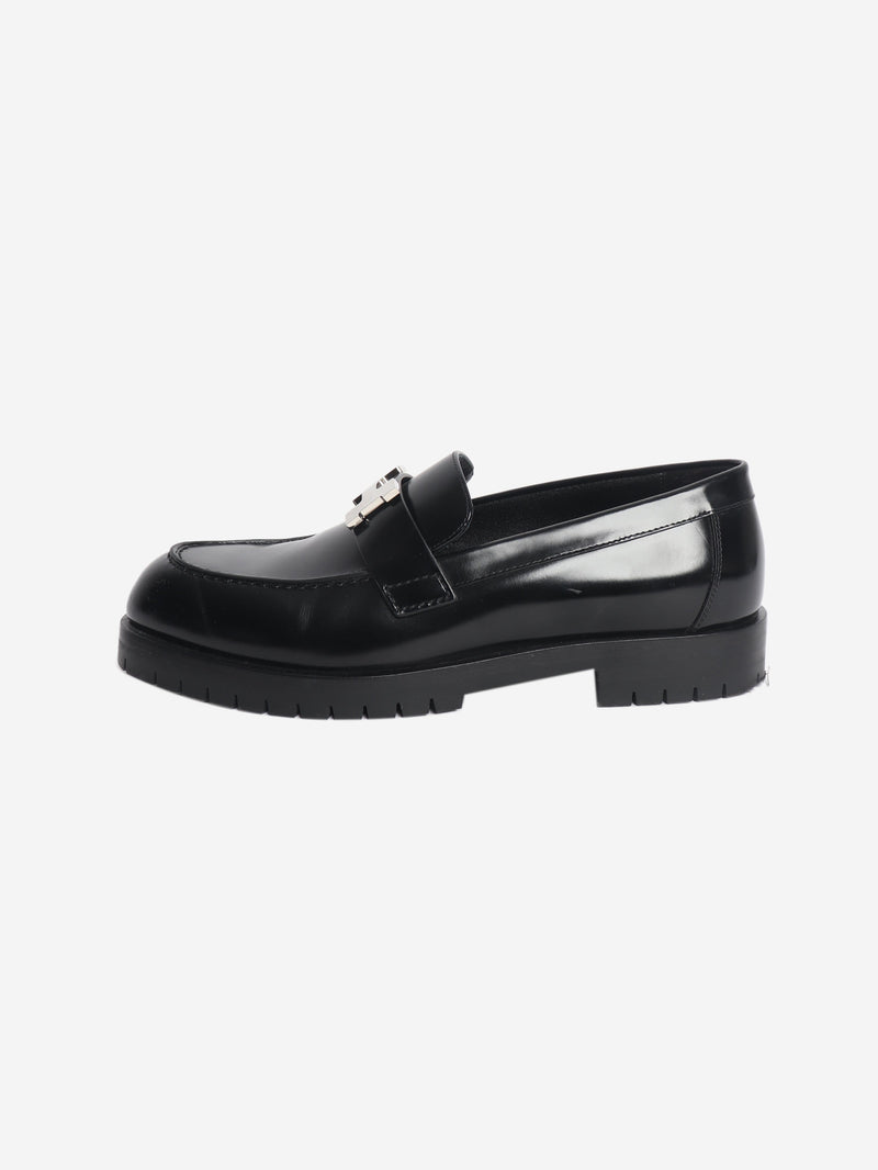 Black Faubourg leather loafers - size EU 36 (UK 3) Flat Shoes Hermes 