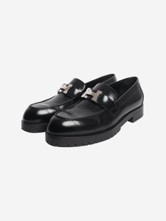 Black Faubourg leather loafers - size EU 36 (UK 3) Flat Shoes Hermes 