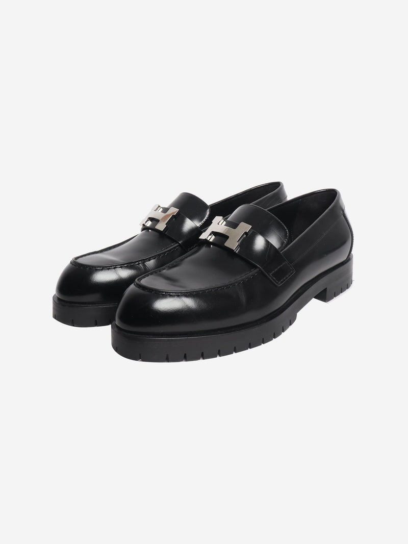 Black Faubourg leather loafers - size EU 36 (UK 3) Flat Shoes Hermes 
