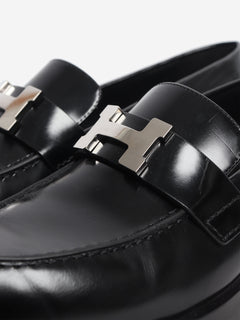 Black Faubourg leather loafers - size EU 36 (UK 3) Flat Shoes Hermes 
