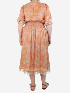 Zimmermann Orange printed linen dress - size UK 12