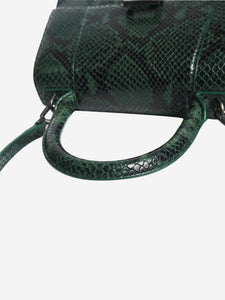 Balenciaga Dark green and black small Hourglass snakeskin bag