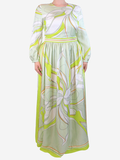 Charteuse printed silk maxi dress - size UK 14 Dresses Tory Burch 