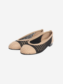 Beige and black crochet ballet flats - size EU 36 (UK 3) Flat Shoes Chanel 