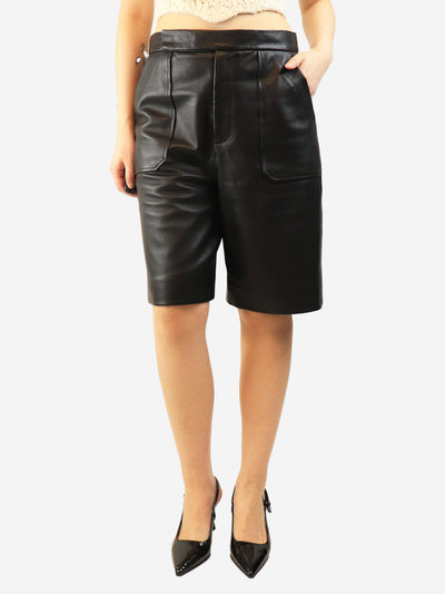 Black high-waisted leather shorts - size UK 12 Shorts Khaite 