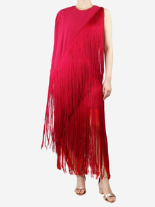 Stella McCartney Magenta Joelle fringed midi dress - size UK 12