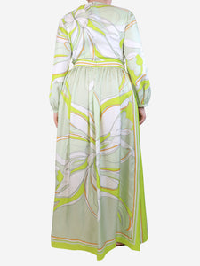 Tory Burch Charteuse printed silk maxi dress - size UK 14