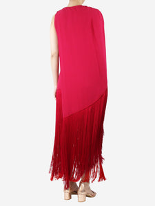 Stella McCartney Magenta Joelle fringed midi dress - size UK 12