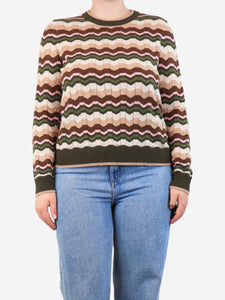 Eric Bompard Multicolour chevron-stripe sweater - size L