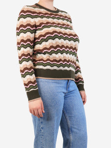 Eric Bompard Multicolour chevron-stripe sweater - size L