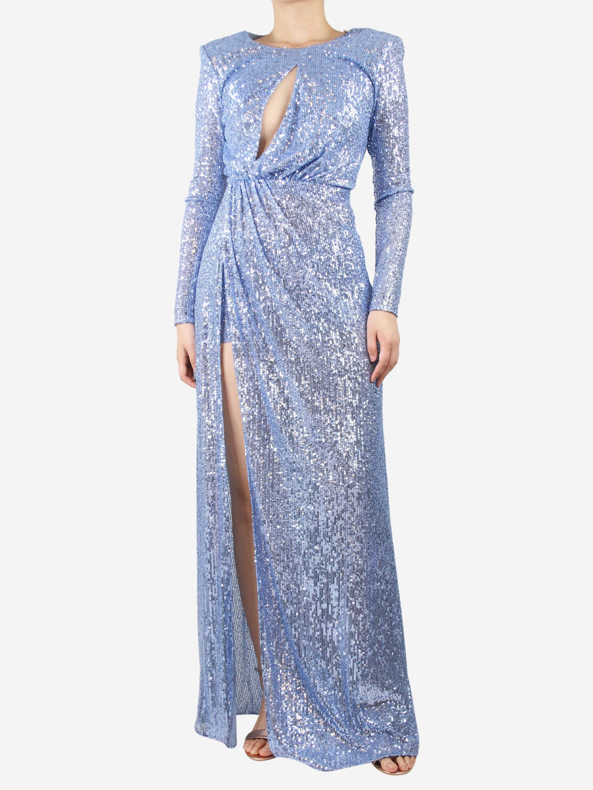 Elisabetta Franchi pre-owned blue sequin-embellished maxi dress - size UK  10 | Sign of the Times