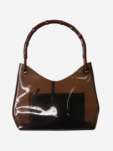Gucci Brown bamboo handle transparent shoulder bag