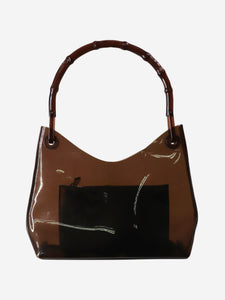 Gucci Brown bamboo handle transparent shoulder bag