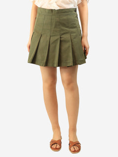 Khaki green pleated mini skirt - size UK 10 Skirts Valentino 